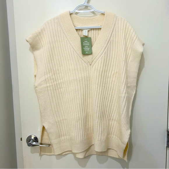 [Brand New] H&M Oversized Cream Vest Sweater - Picture 1 of 6